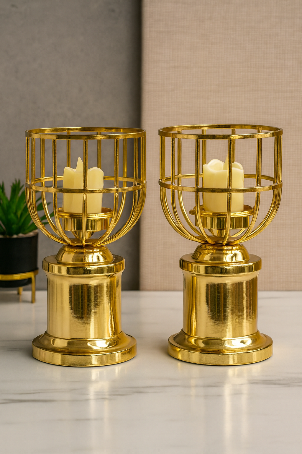 Luxury Gold-Plated Candle Holder – (Set of 2)