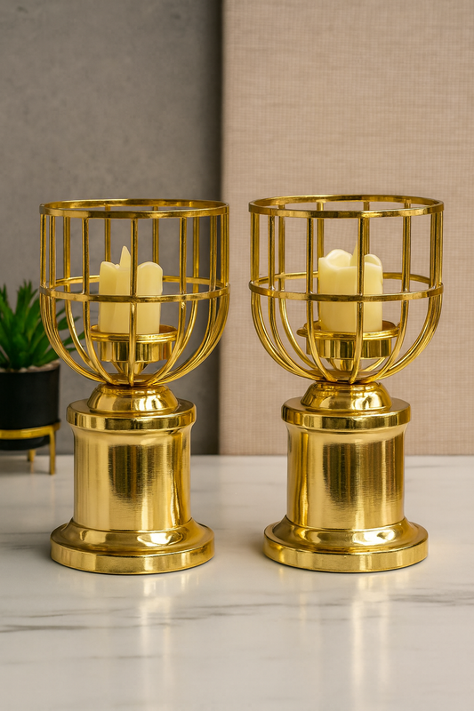 Luxury Gold-Plated Candle Holder – (Set of 2)
