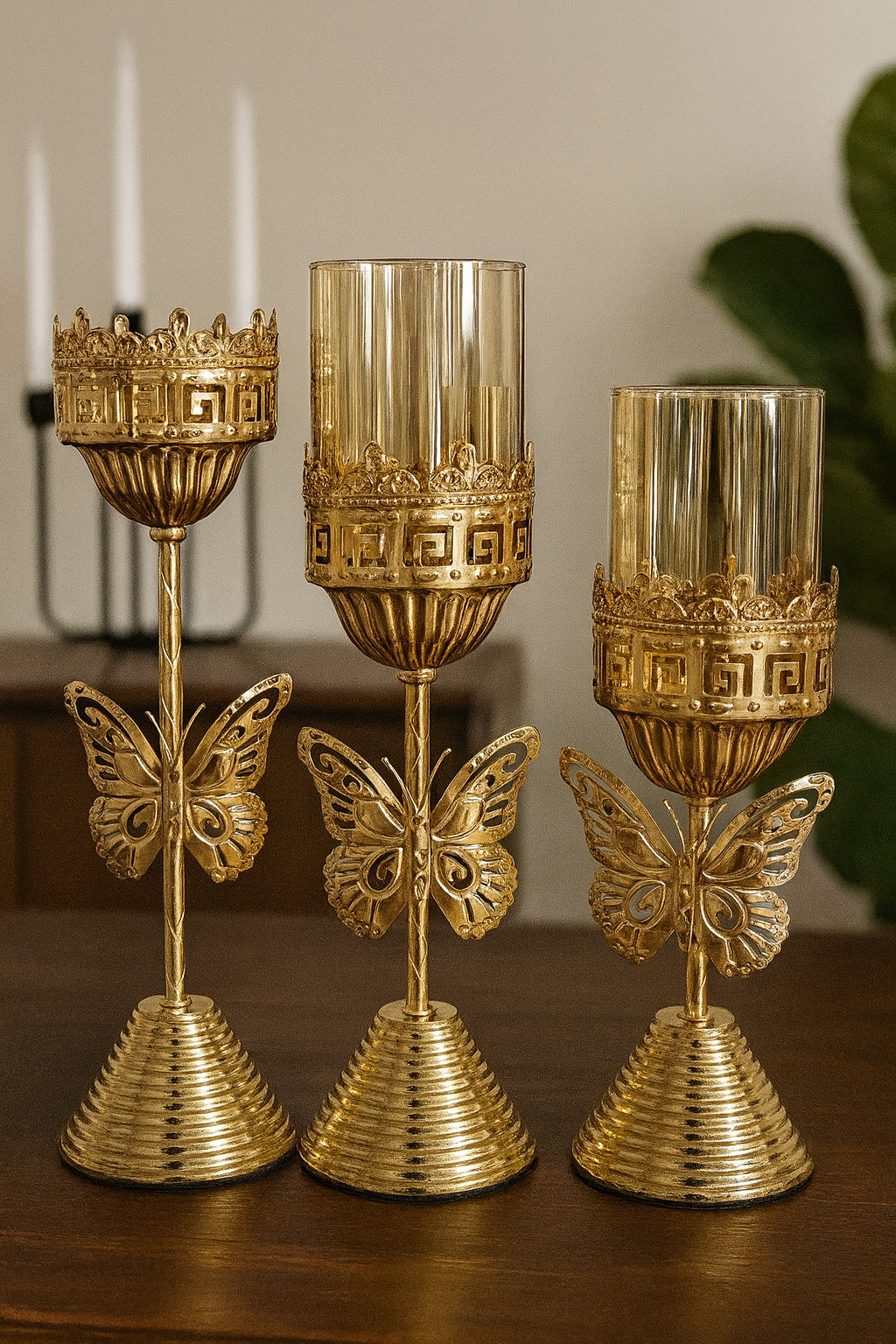 Luxury Gold Butterfly Candle Holders – Set of 3
