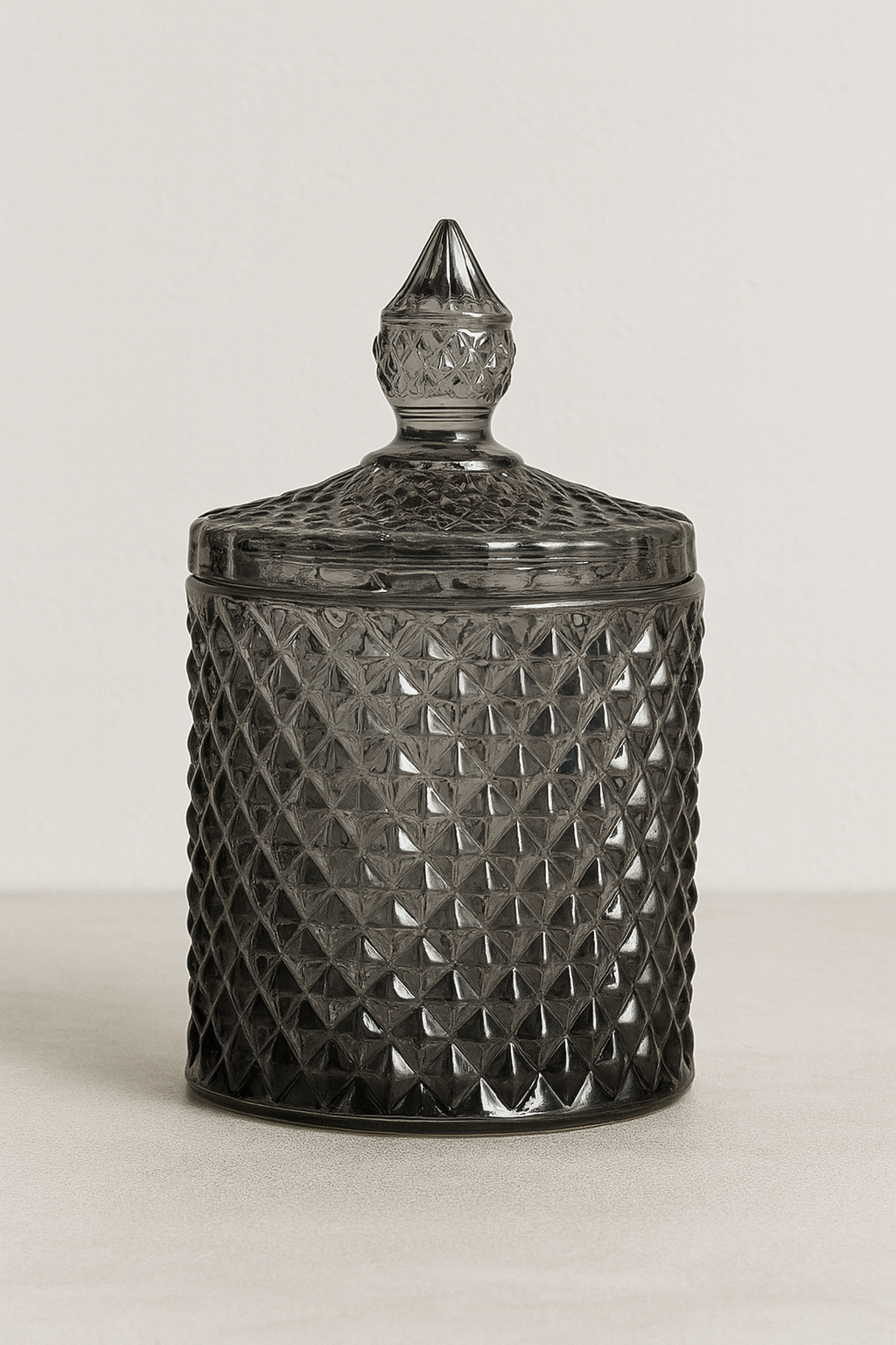 Amber Cut Glass Candy Jar