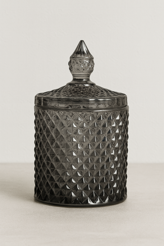 Amber Cut Glass Candy Jar
