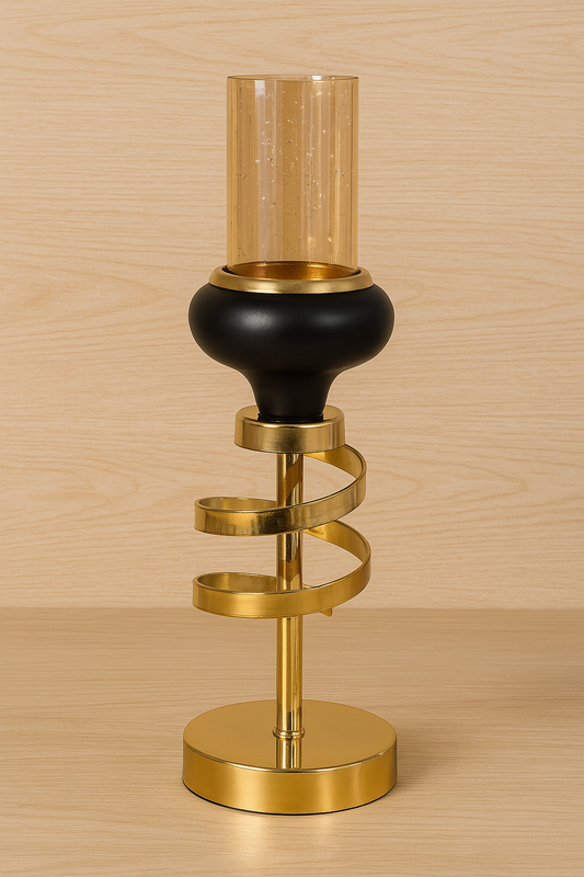 Spiral Luxe Black & Gold Candle Holder