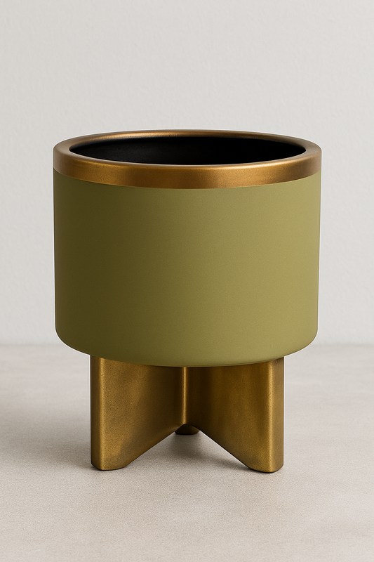 Olive Gold Pedestal Planter