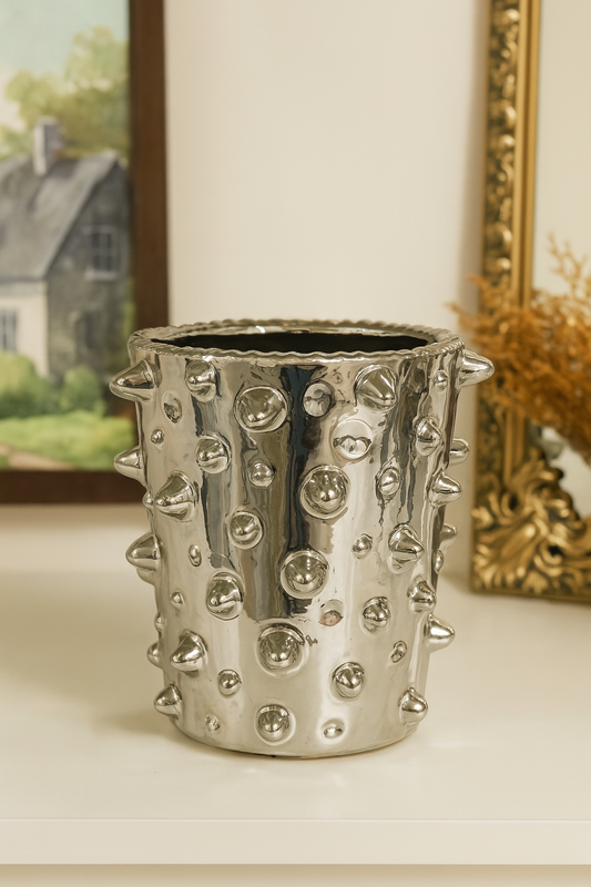 Luxe Spiked Chrome Vase