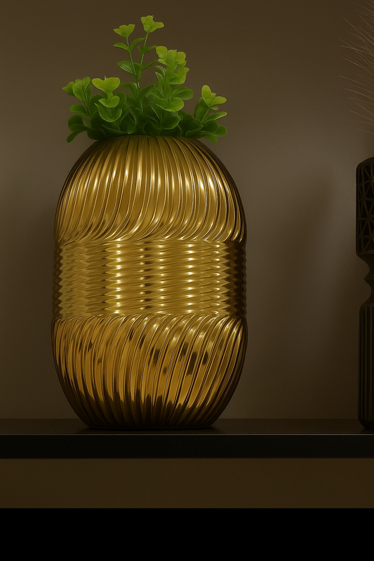 Golden Ripple Luxe Vase
